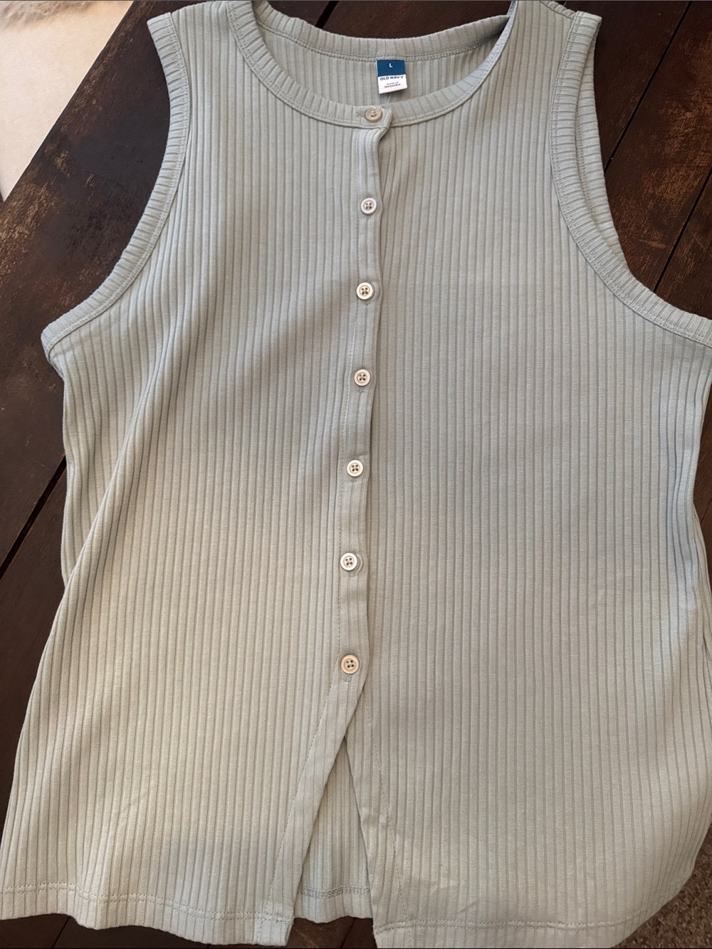 Old Navy Ribbed Button-Up Tank in Light Sage Green